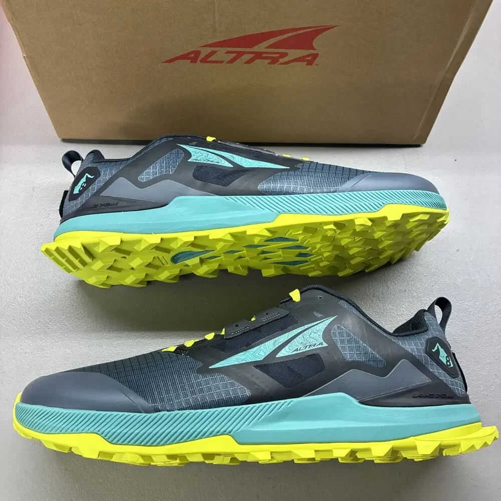 New Altra Men's Black & Green Lone Peak 8 Trail Lace Up Running Shoes Size 11